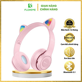 Mua Tai nghe Bluetooth P47M gắn tai mèo dễ thương Phát sáng đèn đầy màu sắc Có LED có thẻ có thể gập lại - Công nghệ Bluetooth 5.0 - Hàng chính hãng