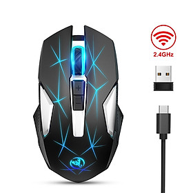 2.4G Wireless Mouse Gaming Mice 3 Adjustable DPI Levels 2400DPI Rechargeable for PC Desktop