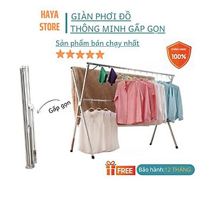 Giàn Phơi Quần Áo Thông Minh Có Bánh Xe, Giá Treo Đồ Gấp Gọn Bằng Inox GP-16