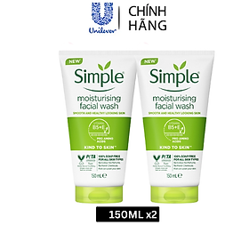 Combo 2 sữa rửa mặt Simple giúp cấp ẩm, da trông khỏe và mịn màng - cho da khô nhạy cảm 150ml x2CHÍNH HÃNG ĐỘC QUYỀN MỚI