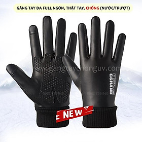 Hình ảnh Găng tay da Full ngón đi xe mùa đông chống nước/chống trượt Freesize | Bao tay da mêm đi xe máy mùa đông lót nỉ giữ ấm, thật tay