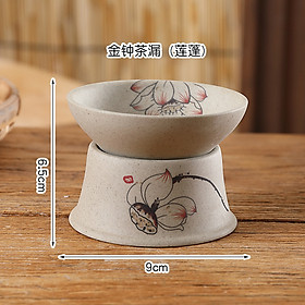 Lọc Trà, Lược Trà Bằng Sứ Cảnh Đức Họa Tiết Hoa Sen Lưới Lọc Rất Mịn