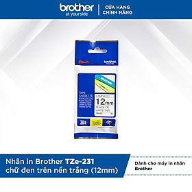 Nhãn In Tiêu Chuẩn TZE Brother Tze-231 Chữ Đen Trên Nền Trắng (12mm) - Hàng chính hãng