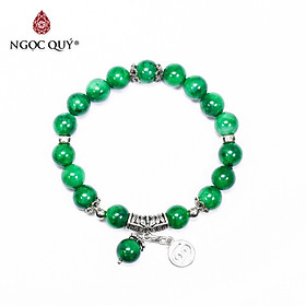 Vòng tay đá cẩm thạch sơn thủy charm 12 cung hoàng đạo bạc size hạt 8mm - Ngọc Quý Gemstones