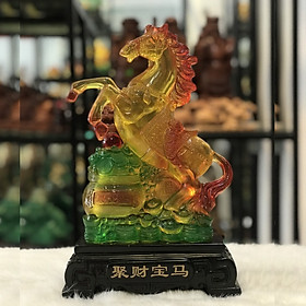 Ngựa Phong Thuỷ Bát Bảo Tài Lộc Đế Gỗ kích Thước Trung