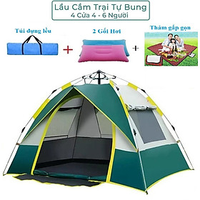 Lều Dã Ngoại Cắm Trại Du Lịch Tự Động 4-5 người, Chống Muỗi, Chống Nước, Chống Nắng Cao Cấp, Tự Bung
