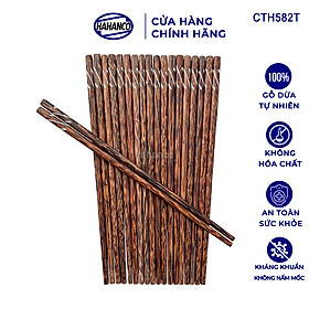 Đũa Gỗ Dừa Đen Khảm Kẻ Chéo HAHANCO An Toàn Đẹp Mắt Dùng Cho Quán Ăn Gia Đình - CTH582T