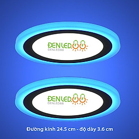 Bộ 2 đèn led nổi ốp trần 24w tròn 2 màu 3 chế độ