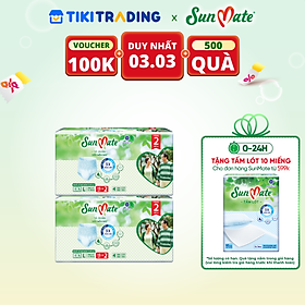 [Mẫu mới] Combo 2 Tã quần SunMate siêu mềm mại G1 mới size L-16+2 miếng