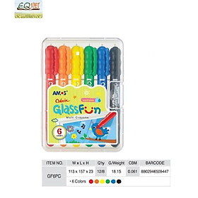Bút vẽ trang trí lên kính nhập khẩu Hàn Quốc AMOS GlassFun Multi Crayons 6