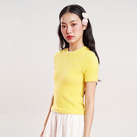 Hình ảnh DOTTIE - Áo croptop ngắn tay vải lông - T0870