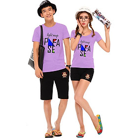 Bộ Áo Thun Đôi Nam Nữ FA Màu Tím - S