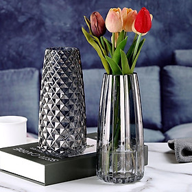 Mua Lọ hoa thủy tinh cao cấp trang trí nhà cửa họa tiết kim cương cao 22cm