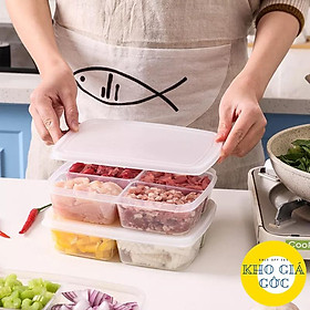 Mua 2 Hộp Nhựa Chia Ngăn - Hộp Nhựa Bảo Quản Thực Phẩm Chia 4 Ngăn Có Nắp Đậy Tiện Lợi