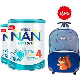 Combo 2 Lon Sữa Bột Nestlé NAN OPTIPRO 4 HM-O 1.7kg + Tặng Vali Kéo Sóc (Màu ngẫu nhiên)