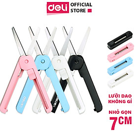 Kéo mini tiện lợi 105mm Deli - 5 màu Đen/ Xanh/ Hồng/ Trắng - Dành cho văn phòng, học sinh, sắc bén - 6072