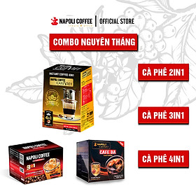 COMBO Đặc Biệt 3 Hộp Cà Phê Đen & Sữa & Socola Napoli Coffee - Cafe Hoà Tan 2in1 - 3in1 - 4in1 - Cà Phê SẠCH