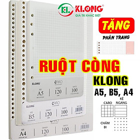 Sổ còng/Ruột refill Klong caro, kẻ ngang, chấm bi A5 A4 B5 - 100 tờ 120gsm