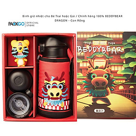 Bình giữ nhiệt cho Bé Chính hãng 100% BEDDYBEAR - Dung tích 630 ml - 3 Nắp thay thế tặng kèm móc khóa Dragon -Con Rồng - Phù hợp Bé từ 2 tuổi trở lên