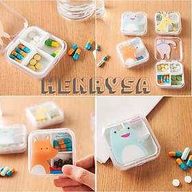 Mua Hộp nhựa chia thuốc 4 ngăn hình thú dễ thương - HENRYSA ( Giao hình ngẫu nhiên