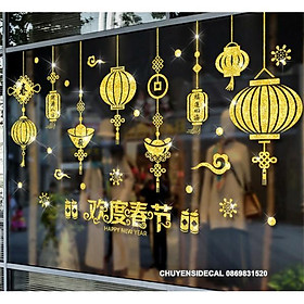 Mua Decal trang trí Tết - Rèm lồng đèn Nhũ Kim Tuyến