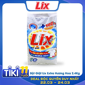 Bột Giặt LIX Extra Hương Hoa 2.4Kg EB024 - Tẩy Sạch Vết Bẩn Cực Mạnh