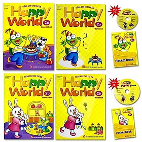 Sách: Combo 4 cuốn Happy World - Tiếng Anh Cho Trẻ Em 2A + 2B (kèm sổ tay và đĩa DVD)