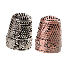 2pcs Vintage Copper Sewing Thimble Finger Protector for DIY Crafts