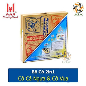 Bàn cờ 2in1 Cờ Cá Ngựa và Cờ Vua Liên Hiệp Thành hàng Việt Nam chất lượng cao, Bộ bàn cờ kèm quân cờ 2 trong 1