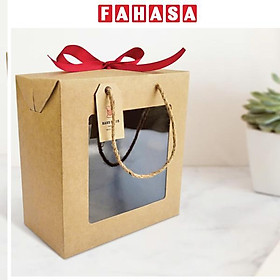 Hộp Xếp Kraft Quai Xách Kính - 21 x 19 x 10 cm - Linh Lan