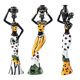 African Lady Women Ornament Tribal Figurines Figures Sculpture Statue Yellow