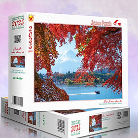 Tranh xếp Hình Tia Sáng Phú Sĩ mùa phong đỏ (2035 Mảnh Ghép)