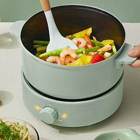 Mua Nồi điện đa năng gia đình nấu lẩu   chiên sào  nấu mỳ  QC--HG1312 ( tặng bộ bát   thìa   muôi )