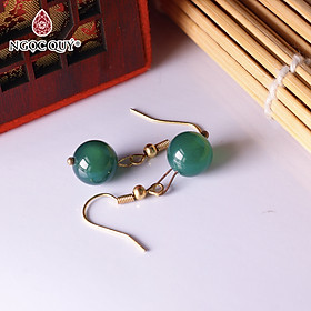 Bông tai bạc hạt đá mã não 10mm - Ngọc Quý Gemstones