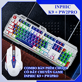 Combo bàn phím và chuột có dây chuyên game INPHIC K9 + PW2PRO có đèn led 7 màu cực đẹp dành cho game thủ - Hàng Chính Hãng