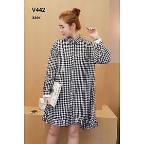 Đầm bầu công sở caro thanh lịch V442