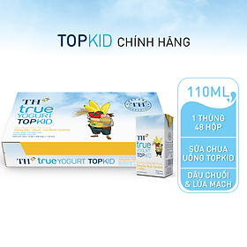 Thùng 48 hộp sữa chua uống tiệt trùng TH true YOGURT TOPKID hương dâu-chuối-lúa mạch tự nhiên 110 ml (110 ml x 48)