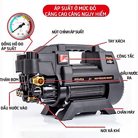 Mua Máy Rửa Xe Mini OSAKA R1 Công Suất 2800W - Dây Xịt 15m - Bình Bọt Tuyết - Tặng Thanh Nối Súng Dài