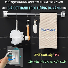 Giá Đỡ Thanh Treo Rèm Dán Góc Tường Xoay 360 Hamart Móc Vòng Tròn Siêu Dính Cố Định Đa Năng - 1 Móc Vòng Đỡ Thanh Treo 360