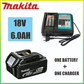6.0Ah 18V Makita Có đèn LED thay thế lithium ion LXT BL1860B BL1860 BL1850 Pin công cụ điện có thể sạc lại 100% chính hãng của Makita Màu sắc: 6.0Ah-1 CÁI