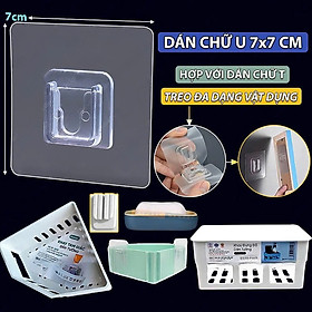 Combo 5 Miếng Dán Chữ U Đơn 7x7cm Đa Năng Treo Ổ Điện Treo Hộp Giấy Treo Kệ Đựng Xà Bông Dính Tường Chịu Lực Dán Thay Thế Dự Phòng Giá Để Đồ Nhà Tắm