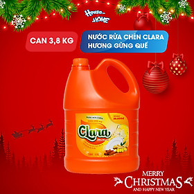 Nước rửa chén bát Clara tinh chất hương gừng quế can 3,8kg