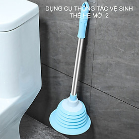 Dụng cụ thông tắc bồn cầu thông minh thế hệ mới 02, bằng cao su và inox