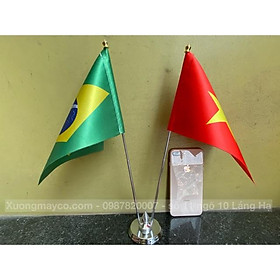 Cờ để bàn Việt Nam - Brazil đế đôi inox