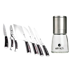 Combo Bộ Dao Inox Elmich 7 Món 2325067 + Lọ Xay Tiêu Elmich 2387155