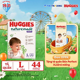Tã/bỉm quần Huggies Naturemade M58/L44/XL38/XXL26