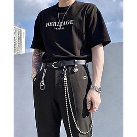 >> BÁO GIÁ ÁO THUN NAM TAY LỠ FORM RỘNG CHẤT COTTON LOANG MÀU CỰC HOT | Shopee Lazada Sendo Tiki mới nhất 64 Áo Thun Nam Tay Lỡ Unisex cổ Tròn chất liệu vải cotton màu đen form rộng in chữ HERITAGE phong cách độc chất TheNgaustyle