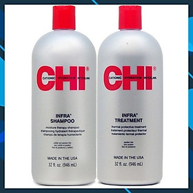 Cặp dầu gội xả CHI Infra shampoo & treatment siêu mượt cho tóc khô hư tổn (xám) Mỹ 946ml