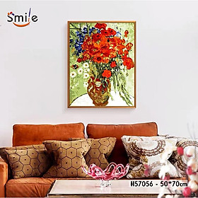 Mua Tranh tô màu theo số sơn dầu số hóa cao cấp Smile trang trí Bình hoa anh túc H57056