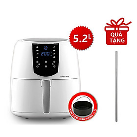 Nồi Chiên Không Dầu Điện Tử Lock&Lock EJF357 5.2 Lít - Hàng Chính Hãng, Điều Chỉnh Nhiệt Độ, Hẹn Giờ, Giữ Ấm, Kèm Chảo Nướng và Ống Hút Thẳng Inox 304